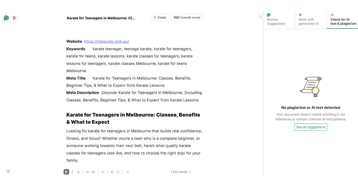 Karate classes for teenagers in Melbourne
